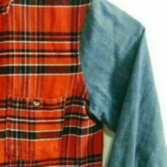 Modern Amusement Plaid Flannel Denim Button Front - Picture 8 of 8